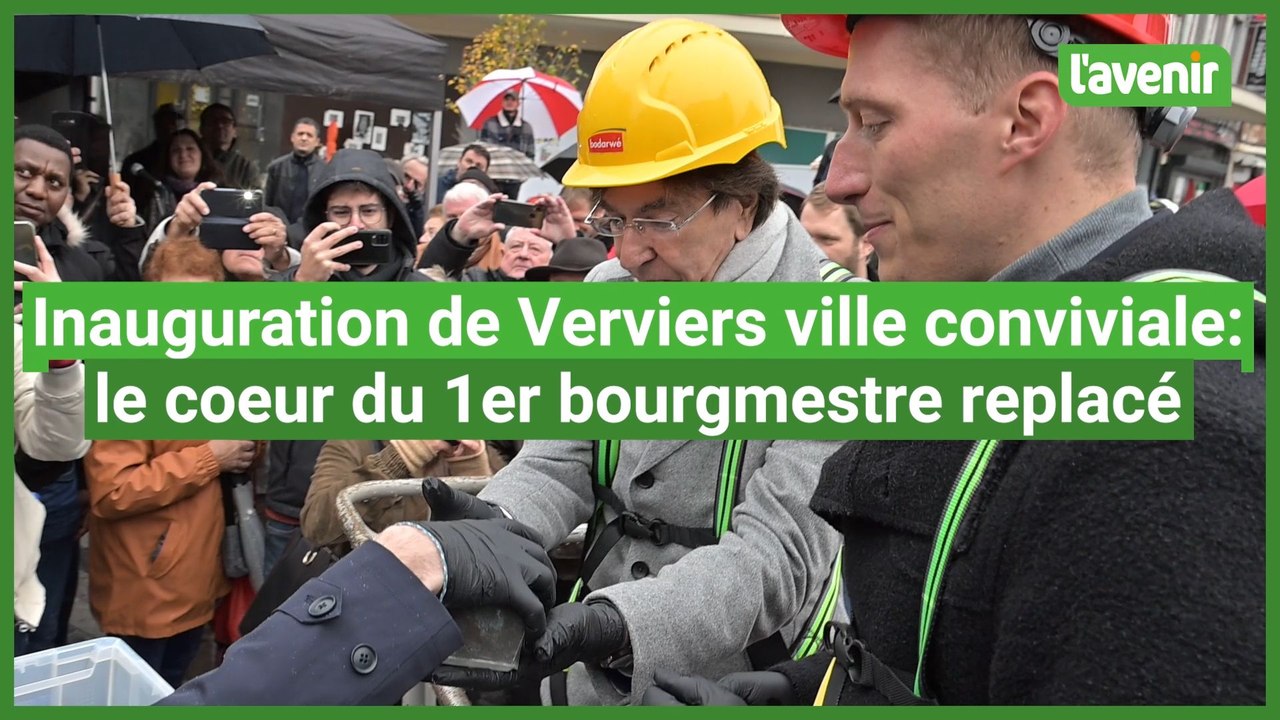 Inauguration de Verviers ville conviviale : le coeur du premier bourgmestre replacé dans la fontaine