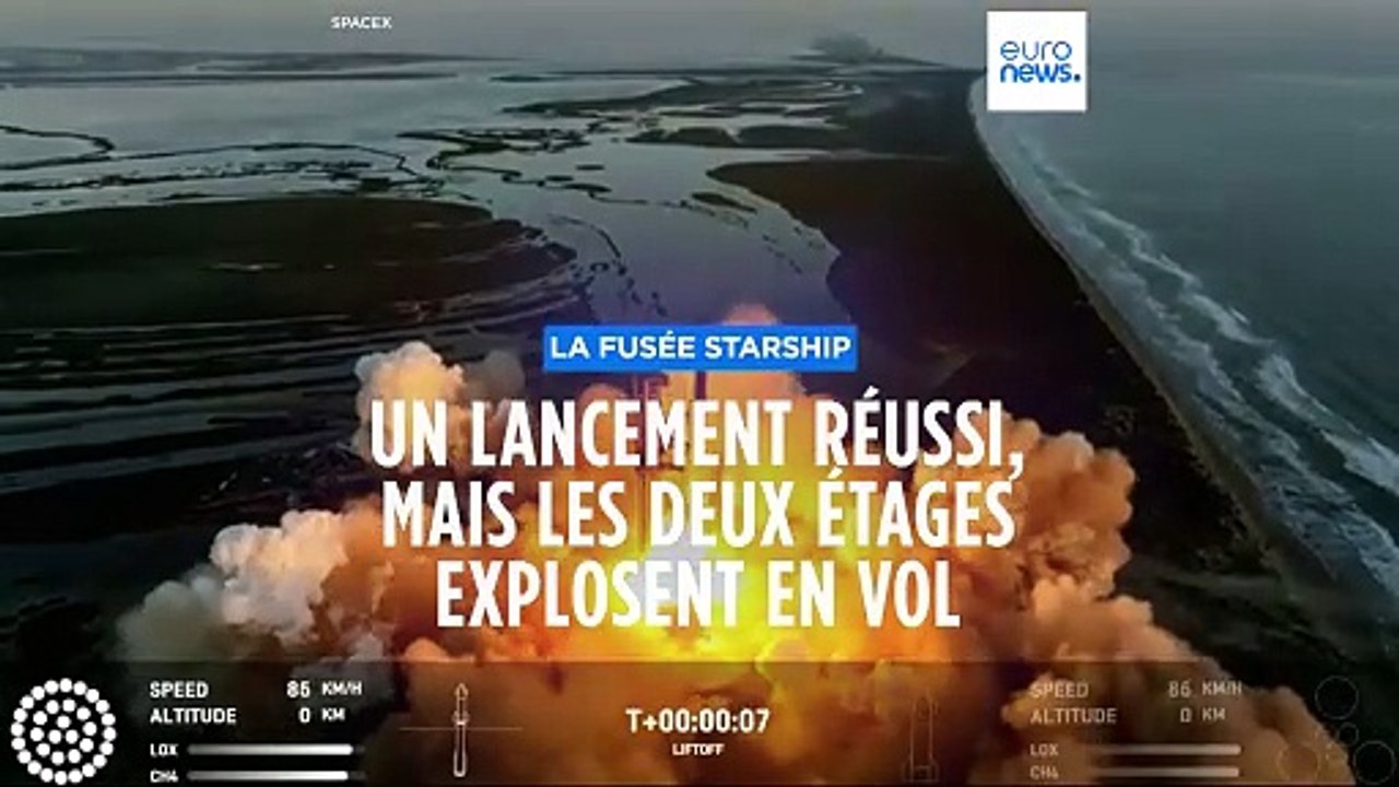 Les deux étages de la fusée Starship ont explosé après leur séparation (SpaceX)