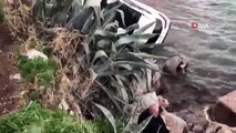 La voiture a volé dans la mer à Muğla, le conducteur a été sauvé par chance
