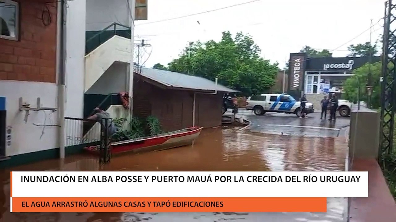 Inundación en Alba Posse y Puerto Mauá por la crecida del Río Uruguay