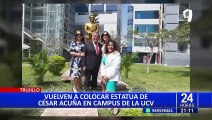 César Acuña: vuelven a colocar estatua de oro de excandidato presidencial en Trujillo