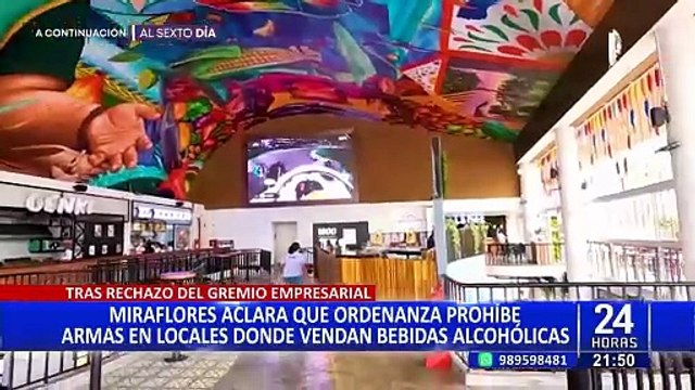 Miraflores aclara que ordenanza prohíbe armas en locales que venden bebidas alcohólicas