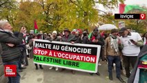 Cenevre'de binlerce kişi Filistin ile dayanışma için yürüdü