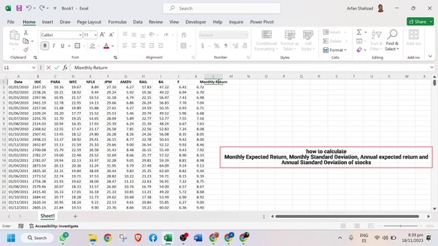 How to Calculate Monthly Expected Return, Standard Deviation in Excel, how to annualize them In urdu