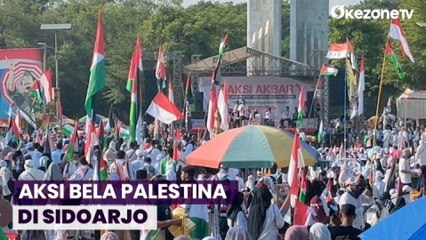Ribuan Warga Gelar Aksi Bela Palestina di Alun-Alun Sidoarjo