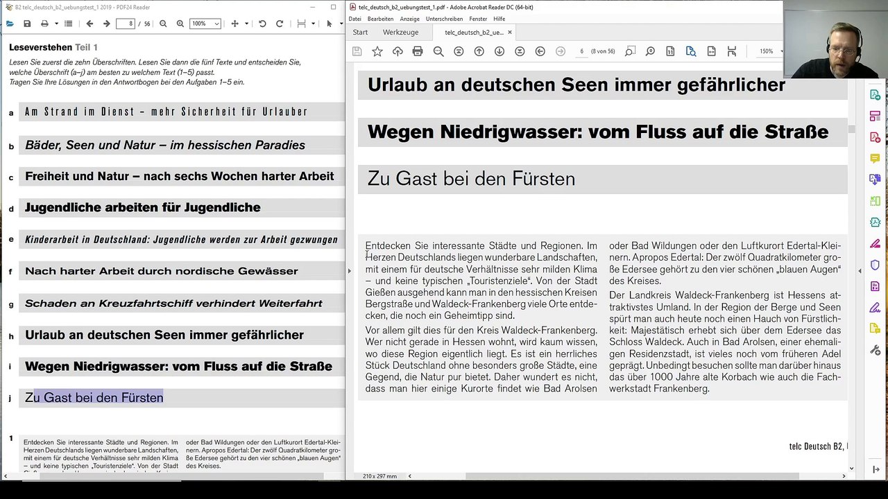 telc Deutsch B2 Prüfung - Teil 01 - Leseverstehen Teil 1