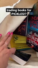 trading books for PICKLES! NYC sweet pickle bookstore