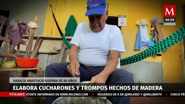 Don Anastacio, el hombre de 87 años que crea cucharones y trompos de madera en Oaxaca