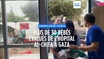 Gaza : plus de 30 bébés de l'hôpital al-Chifa évacués, Israël poursuit ses opérations