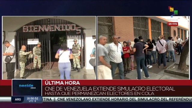 Venezuela: CNE extiende simulacro electoral mientras permanezcan electores en cola