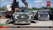 La FGR destruye 20 vehículos blindados confiscados en Tamaulipas