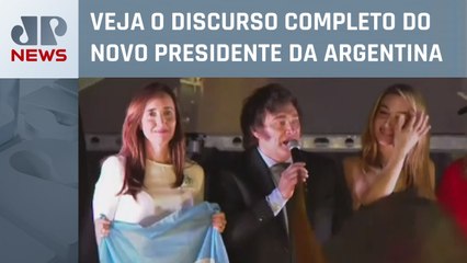 Javier Milei fala pela 1ª vez após eleito: “Hoje começa o fim da decadência argentina”