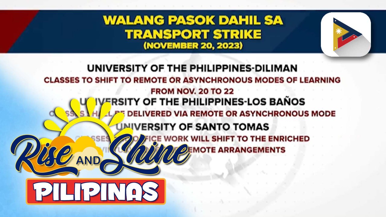 Pamantasan ng Lungsod ng Marikina, PUP, UE, UST, UP-Diliman at UP-Los Baños, wala ring pasok dahil sa transport strike
