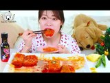 ASMR MUKBANG | Fire noodles&Fire Mushroom Wrapped in Rice paper, Cheese Wrap, Fried quail eggs