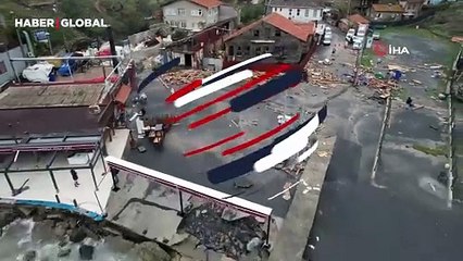 Dev dalgaların vurduğu Sarıyer Garipçe'nin son hali havadan görüntülendi!