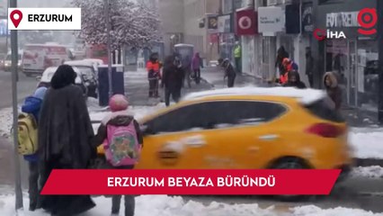 Erzurum beyaza büründü