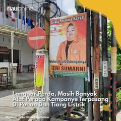 Langgar Perda, Masih Banyak Alat Peraga Kampanye Terpasang Di Pohon Dan Tiang Listrik