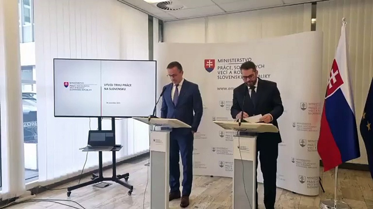 ZÁZNAM: E. Tomáš: Nezamestnanosť v októbri klesla na 3,9 %, najnižšie v tomto roku