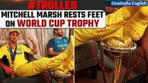 Australia's Mitchell Marsh sits with his feet up on World Cup trophy, trolled | Oneindia News