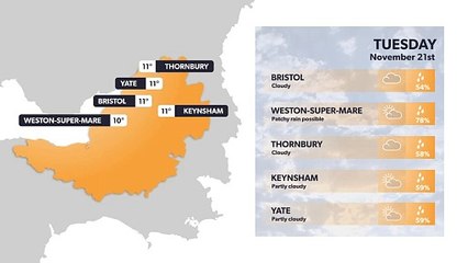 Bristol weather forecast 20 November