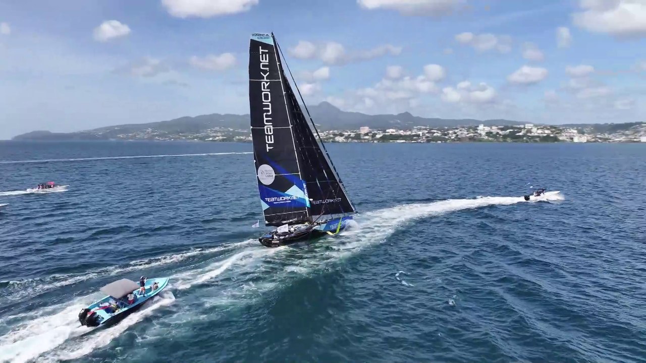 Transat Jacques Vabre Normandie Le Havre 2023 -19/11/2023 - ARRIVÉE TEAMWORK.NET  6EME IMOCA - LIGNE - DRONE- ITV