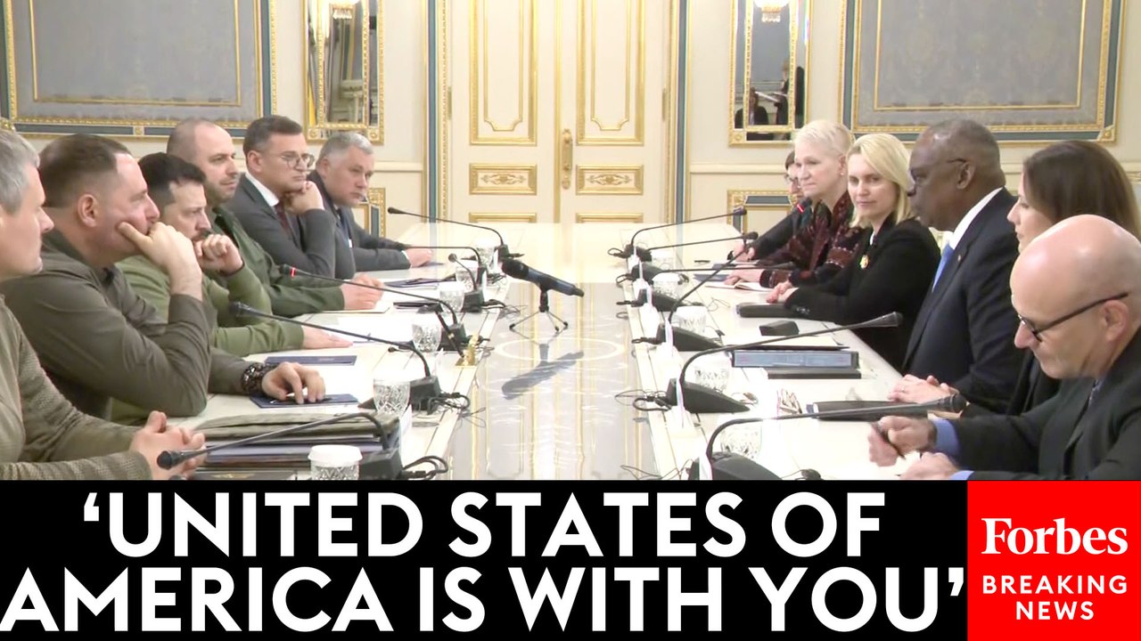Defense Sec. Lloyd Austin Meets With Ukrainian President Volodymyr Zelensky In Kyiv, Ukraine