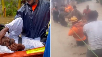 Descargar video: Dominican Republic: Blind man carried out of flooded home as deadly storm brings torrential rain