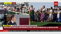 Desfila agrupamiento que representa la participación de la mujer en la Revolución Mexicana