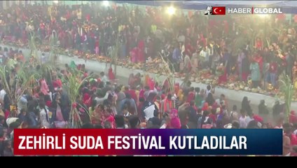 İlginç anlar: Zehirli suda festival kutladılar