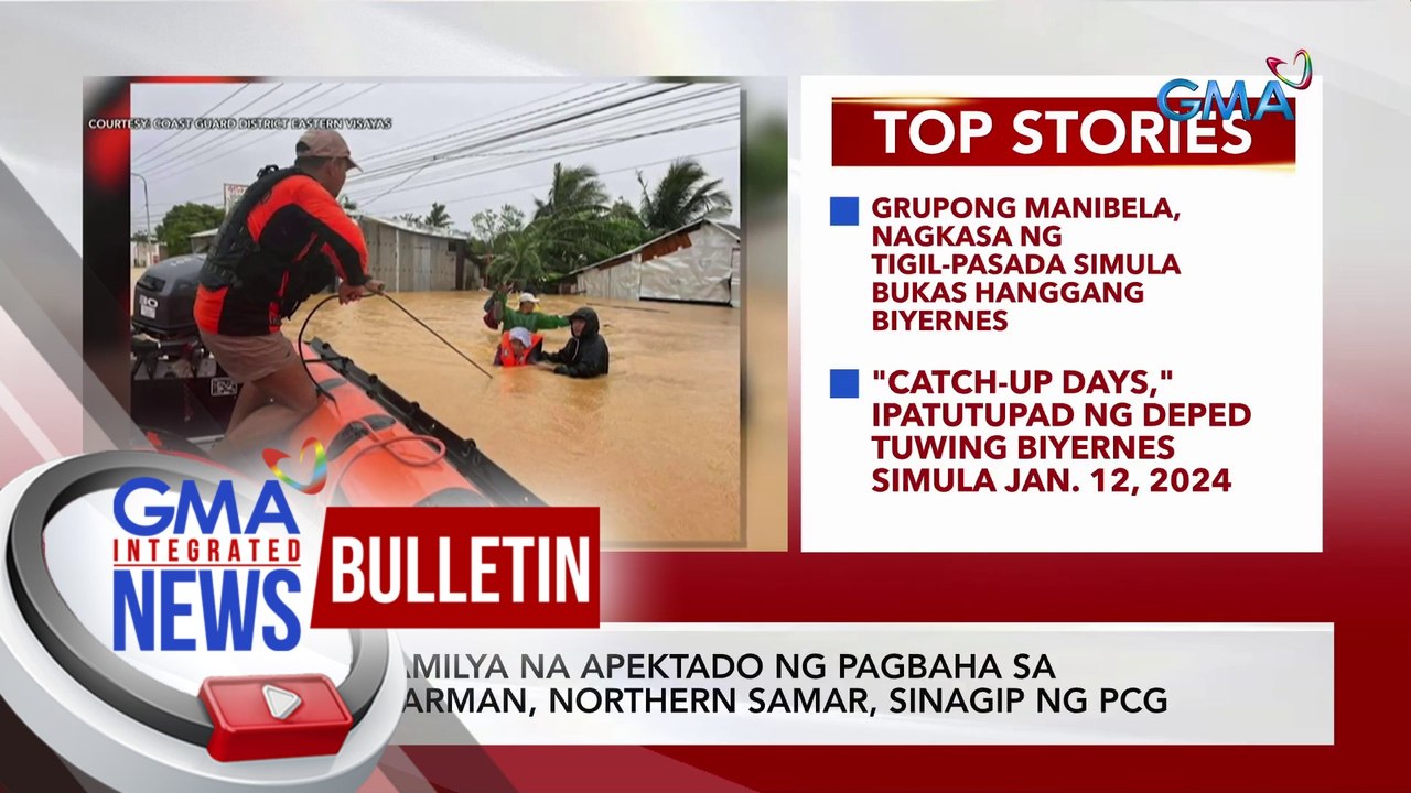 3 pamilya na apektado ng pagbaha sa Catarman, Northern Samar, sinagip ng PCG | GMA Integrated News Bulletin