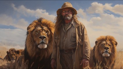 Nez à nez face à deux lions en Afrique du Sud