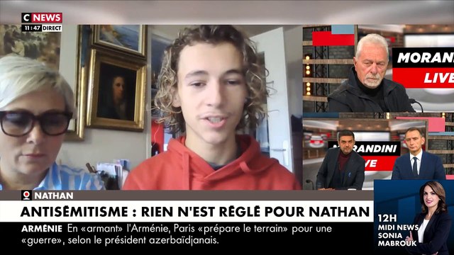 Antisémitisme - Harcelé par des élèves de son lycée, Nathan annonce dans Morandini Live qu’il a décidé d’être scolarisé dans un autre lycée : Ca me révolte ! Je suis énervé - Regardez