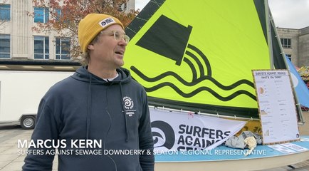 Regional representative hosts protest following Surfers Against Sewage water quality report release