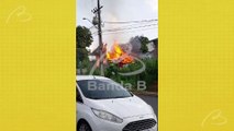 Casa de madeira é destruída em incêndio 