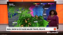Rain, snow and ice cause serious travel issues through the Northeast on Tuesday