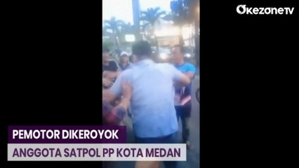 Detik-Detik Pemotor Dikeroyok Anggota Satpol PP Kota Medan