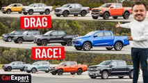 BIGGEST pickup drag race ends with Ranger Raptor vs RAM TRX - all utes go head to head!