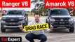 VW Amarok V6 v Ford Ranger V6 Dragparison: Drag race, sound test & 0-100!
