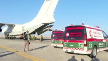 وصول 14 مركبة إسعاف و25 شاحنة مساعدات سعودية إلى العريش تمهيدا لدخول غزة