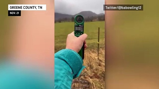 Near-hurricane-force winds in Tennessee mountain trail