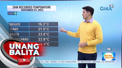 Hanging Amihan, nagdudulot ng malamig na panahon sa malaking bahagi ng Luzon - Weather update today as of 7:11 a.m. (November 23, 2023) | UB