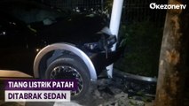 Sopir Diduga Mabuk, Sedan Tabrak Tiang Lampu Jalan di Kebayoran Lama