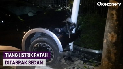 Sopir Diduga Mabuk, Sedan Tabrak Tiang Lampu Jalan di Kebayoran Lama