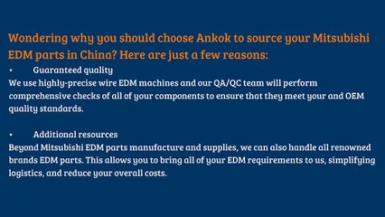 2 Reasons To Order Mitsubishi EDM Parts From Us - Save Time And Money