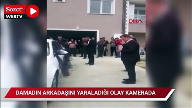 Damadın arkadaşını yaraladığı olayın görüntüleri ortaya çıktı