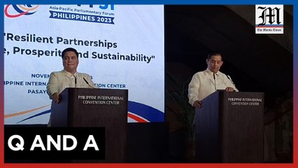 Zubiri, Romualdez hold press conference at parliamentarians' forum