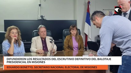 Difundieron los resultados del escrutinio definitivo del balotaje presidencial en Misiones