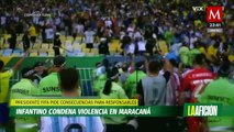 FIFA condena la violencia ocurrida en el Maracaná durante el juego entre Brasil y Argentina