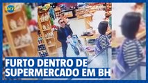 Vídeo mostra ação de ladrão dentro de supermercado em BH