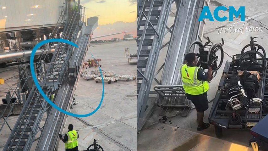 Outrage over airline workers caught throwing wheelchair down baggage ...